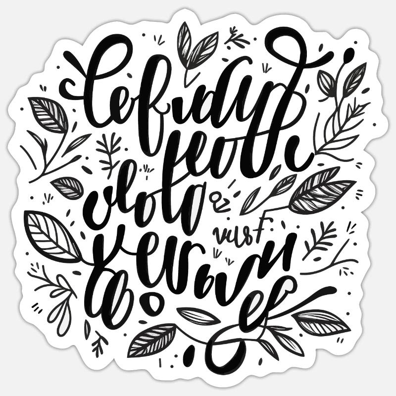 Lettrage manuel du feuillage - Sticker taille S (10 x 10 cm) - blanc mat