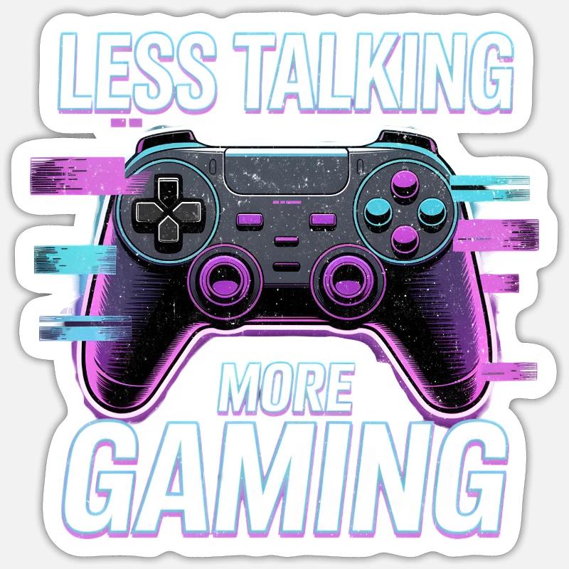 Less talking, more gaming - Sticker size S (10 x 10 cm) - white matte