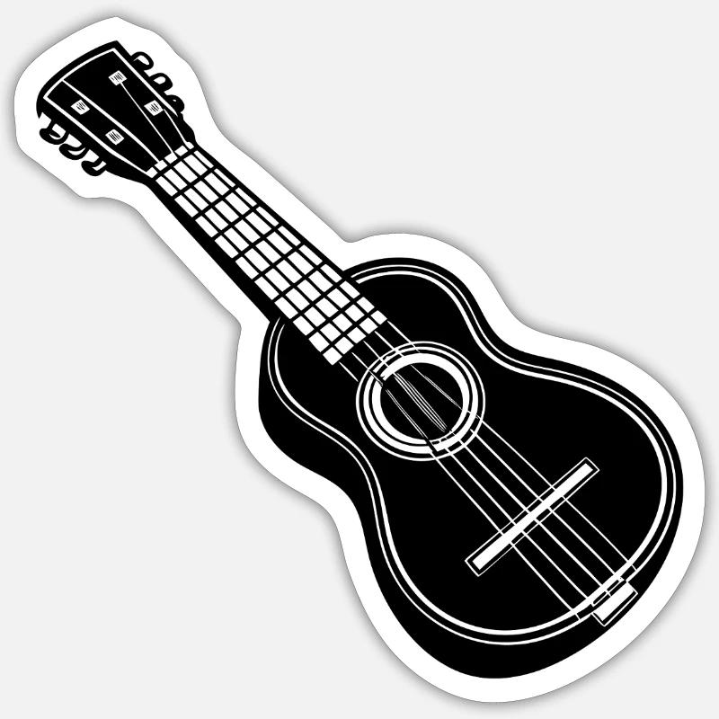 Ukulélé - Sticker taille S (10 x 10 cm) - blanc mat
