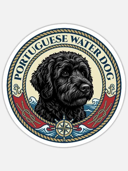 Portugiesischer Wasserhund - Portie - Sticker Größe S (10 x 10 cm) - Mattweiß