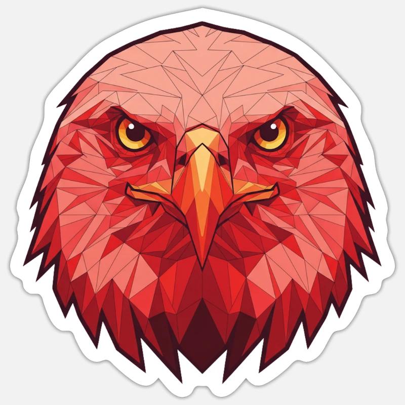 Red Eagle Lowpoly Portrait - Sticker size S (10 x 10 cm) - white matte