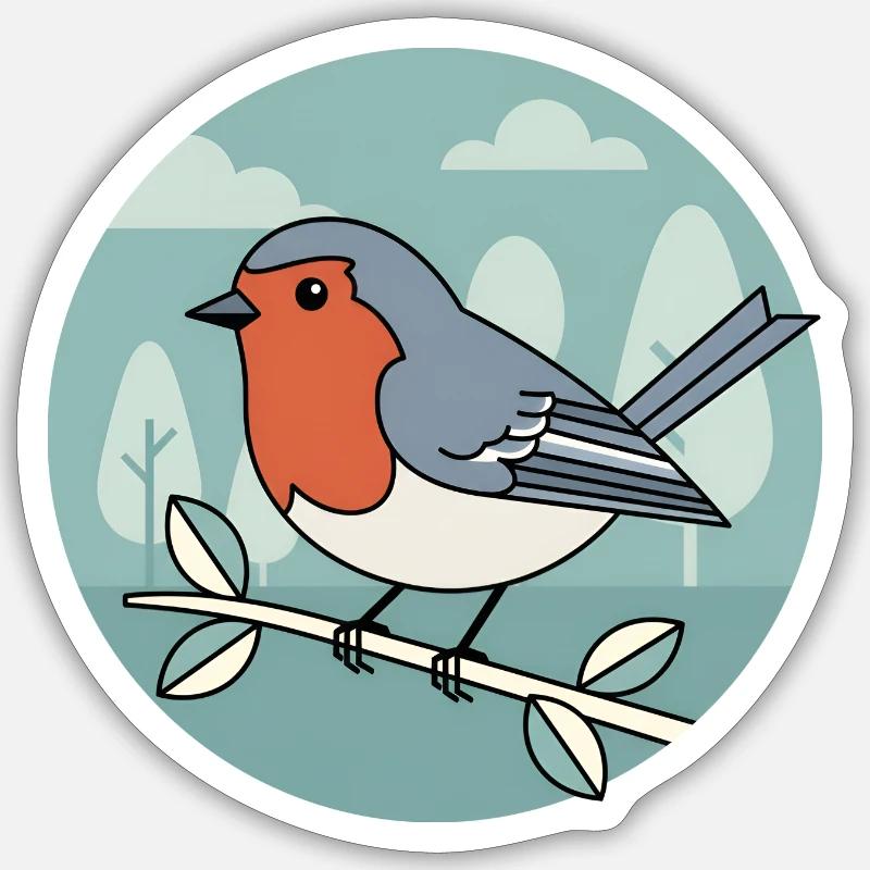robin - Sticker size S (10 x 10 cm) - white matte
