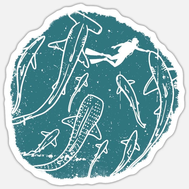 Deep Ocean Silhouette Circle Sticker size S (10 x 10 cm)