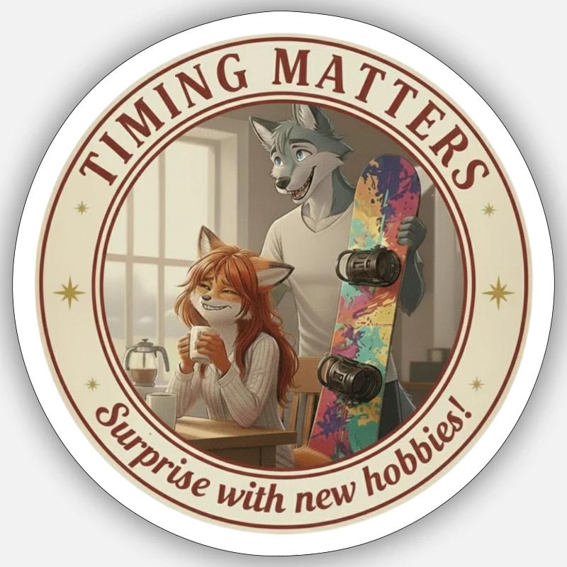 Le timing de Fursona compte - Sticker taille S (10 x 10 cm) - blanc mat