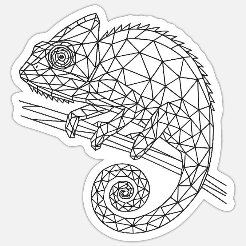 Geometric Chameleon Wireframe Sticker size S (10 x 10 cm)