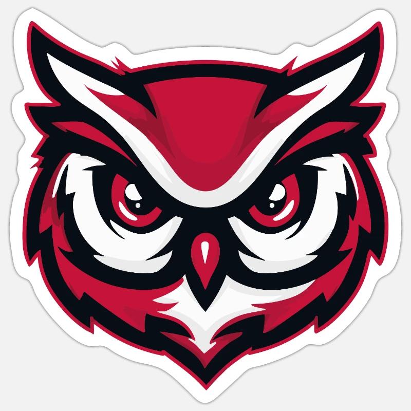 Maskottchen Eule Red White Sticker Größe S (10 x 10 cm)