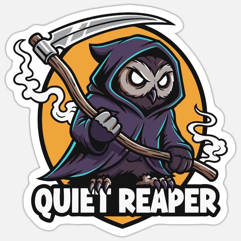 Stille Sensenjäger-Eule - Sticker Größe S (10 x 10 cm) - Mattweiß