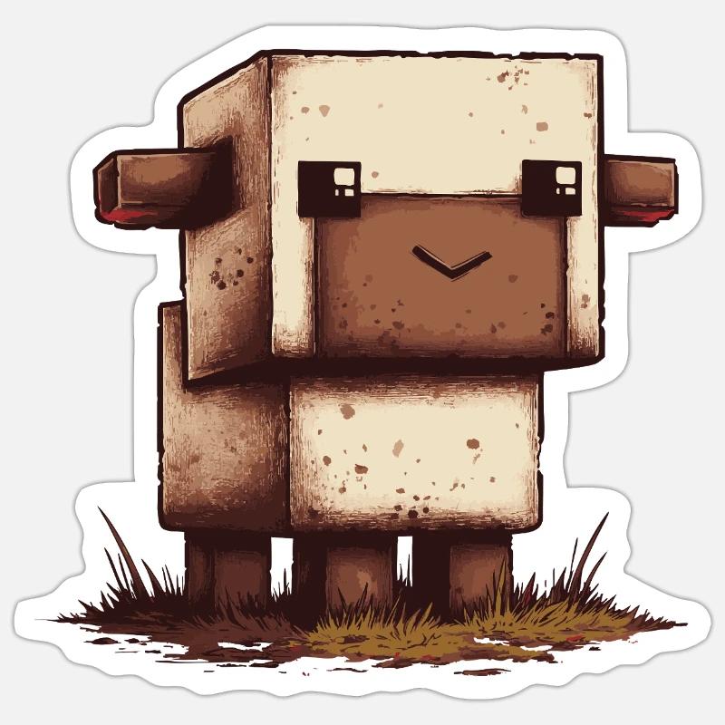 Pixel Schaf Retro Look - Sticker Größe S (10 x 10 cm) - Mattweiß