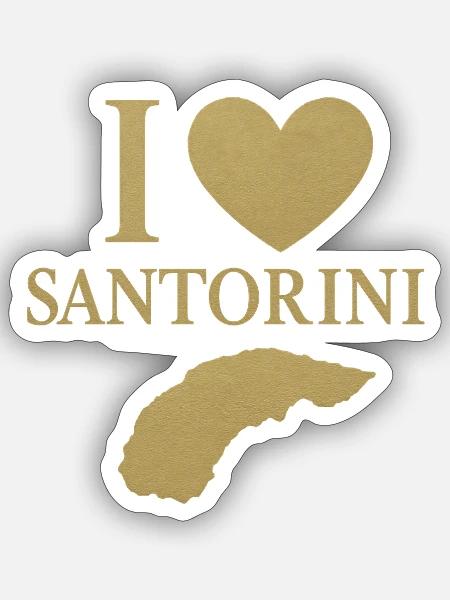 Ich liebe Santorini Gold - Sticker Größe S (10 x 10 cm) - Mattweiß