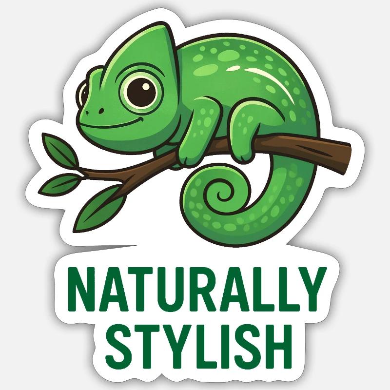 Caméléon élégant - Sticker taille S (10 x 10 cm) - blanc mat