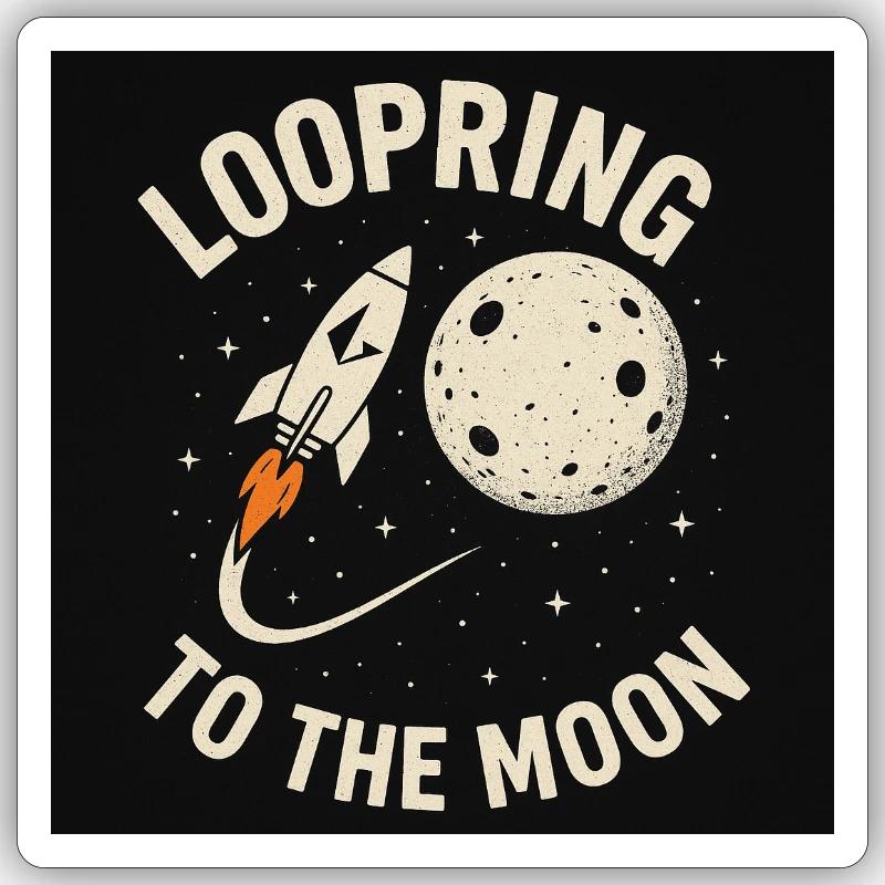 Looping vers la Lune ! - Sticker taille S (10 x 10 cm) - blanc mat