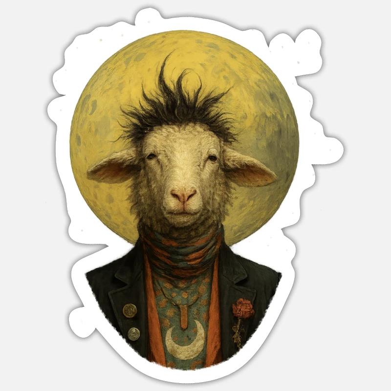 Moonlight Sheep in Suit - Sticker size S (10 x 10 cm) - white matte