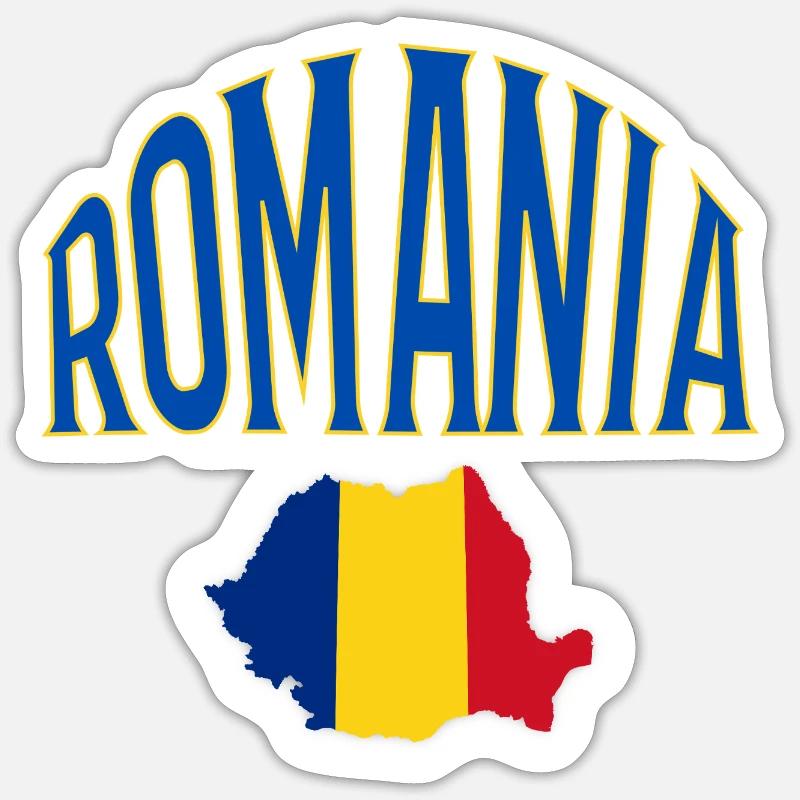 Roumanie - Sticker taille S (10 x 10 cm) - blanc mat