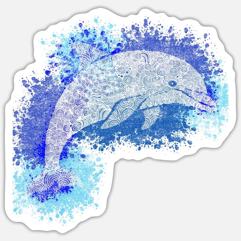 Zentangle Dolphin - Sticker size S (10 x 10 cm) - white matte