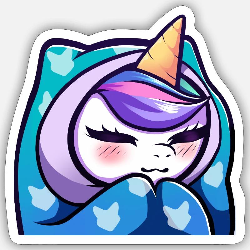 Lya Licorne Cozy - Sticker taille S (10 x 10 cm) - blanc mat