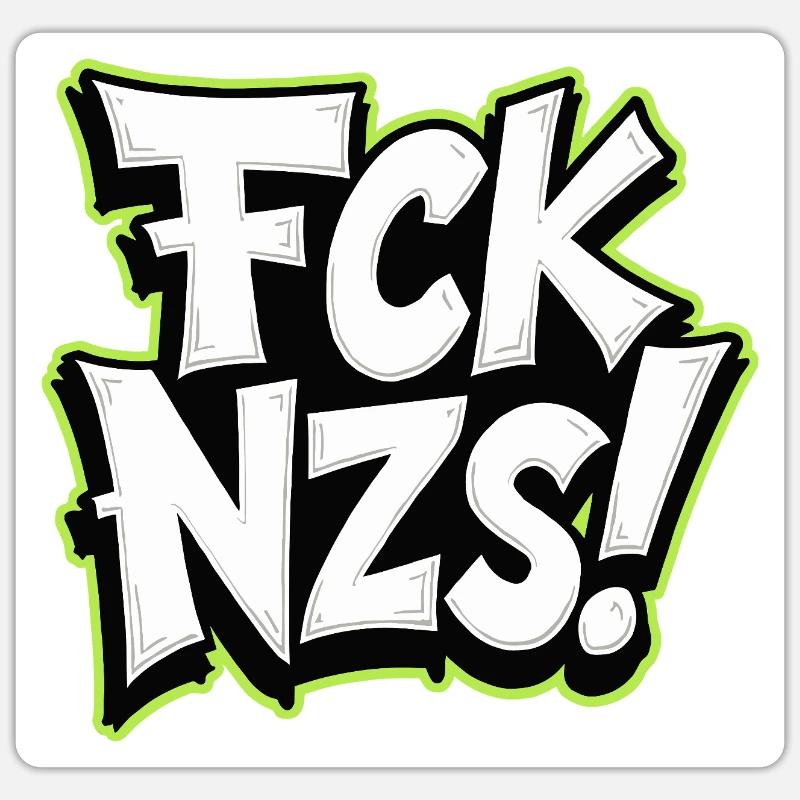 FCK NZS Statement gegen Rassismus - Sticker Größe S (10 x 10 cm) - Mattweiß