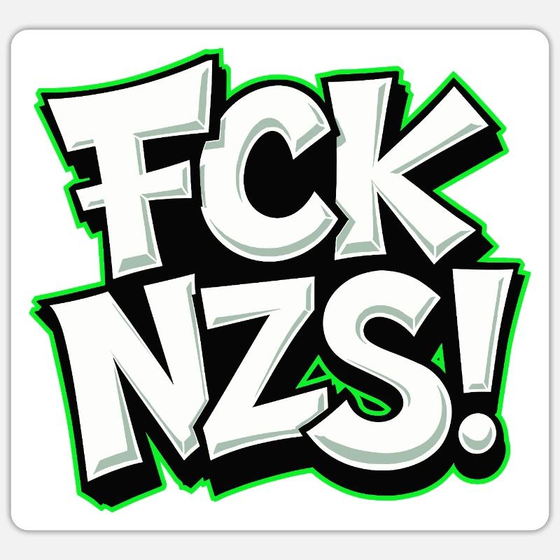 FCK NZS Statement gegen Rassismus - Sticker Größe S (10 x 10 cm) - Mattweiß