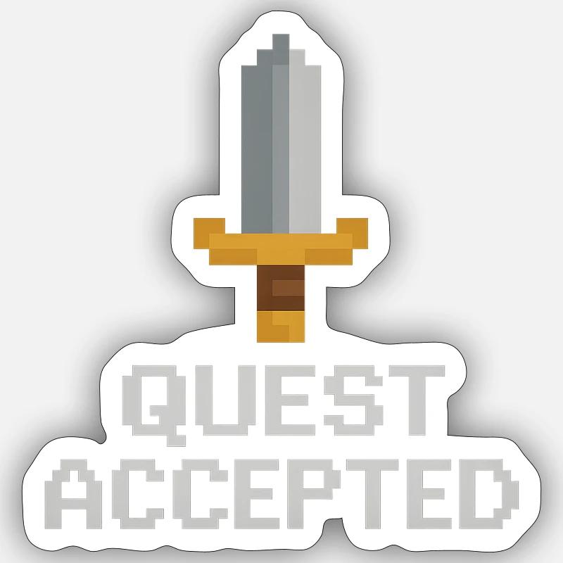 Quest akzeptiertes Pixelschwert Sticker Größe S (10 x 10 cm)