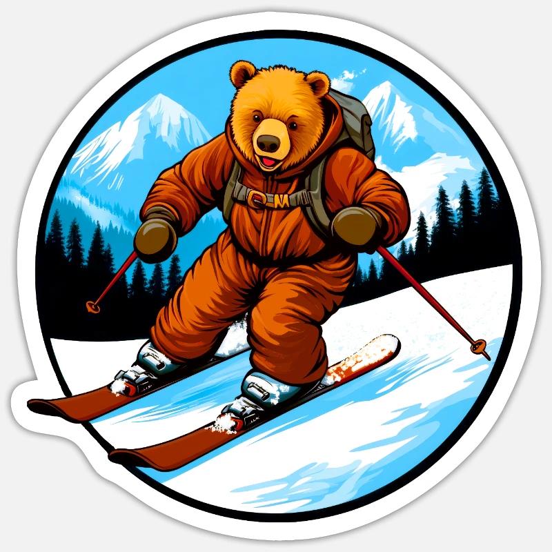 Ski Bear - Sticker taille S (10 x 10 cm) - blanc mat