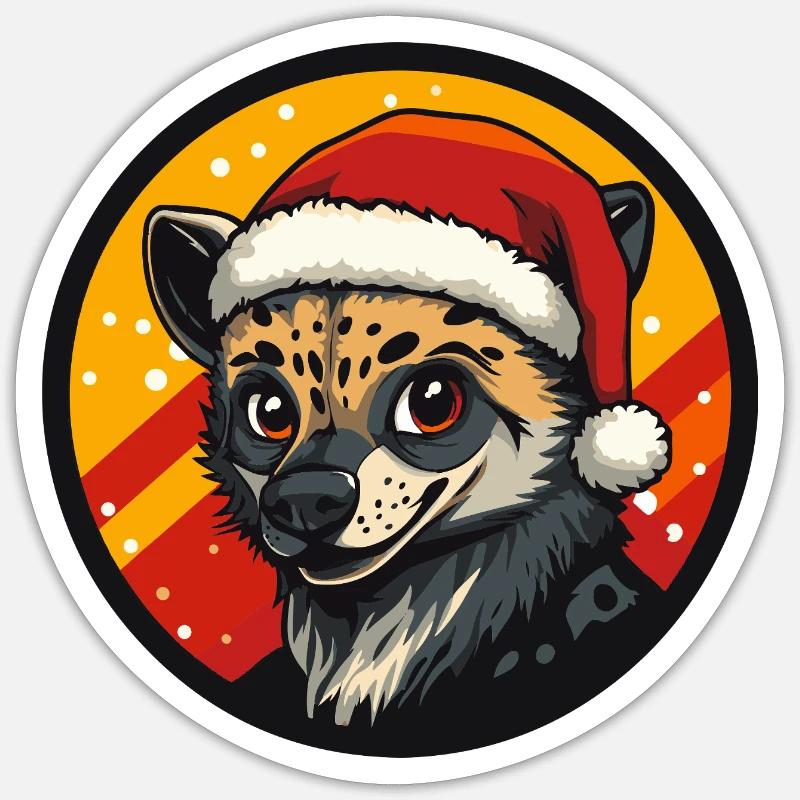 Winterfuchs mit Santa-Hut - Sticker Größe S (10 x 10 cm) - Mattweiß