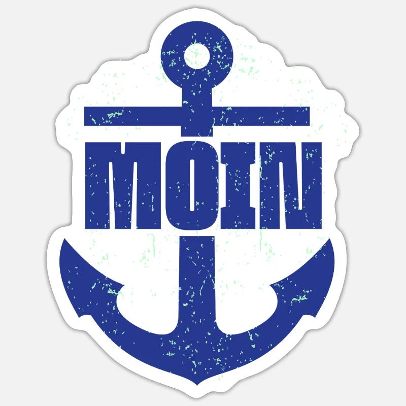 Moin, Anker - Sticker taille S (10 x 10 cm) - blanc mat