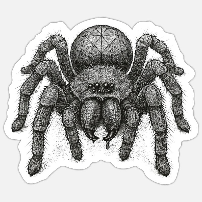 Geometric Web Spider Portrait - Sticker size S (10 x 10 cm) - white matte