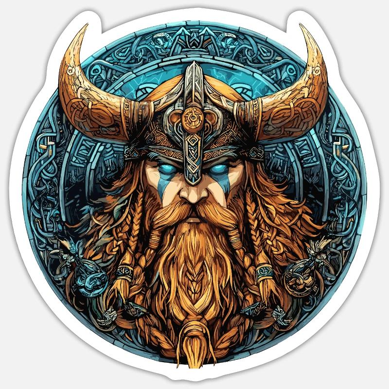 Viking Warrior Runic Circle - Sticker size S (10 x 10 cm) - white matte
