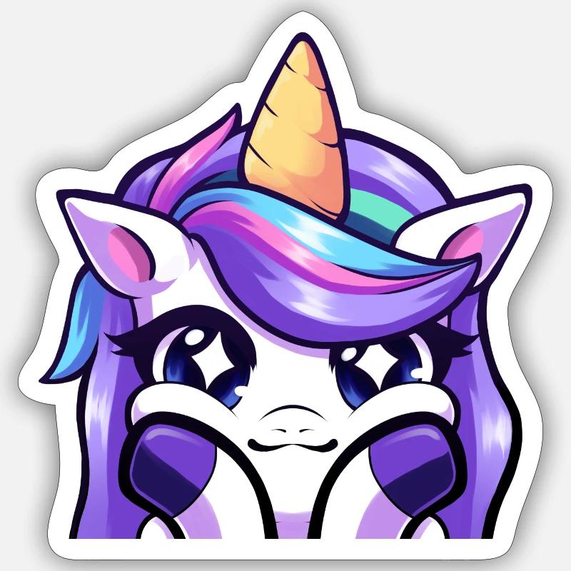 Lya-Einhorn Wow - Sticker Größe S (10 x 10 cm) - Mattweiß