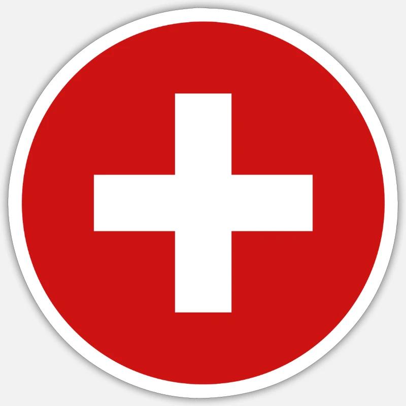 Schweizer Flaggenrunde - Sticker Größe S (10 x 10 cm) - Mattweiß