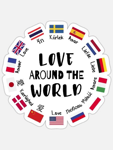 Liebe aus aller Welt Sprachen - Sticker Größe S (10 x 10 cm) - Mattweiß