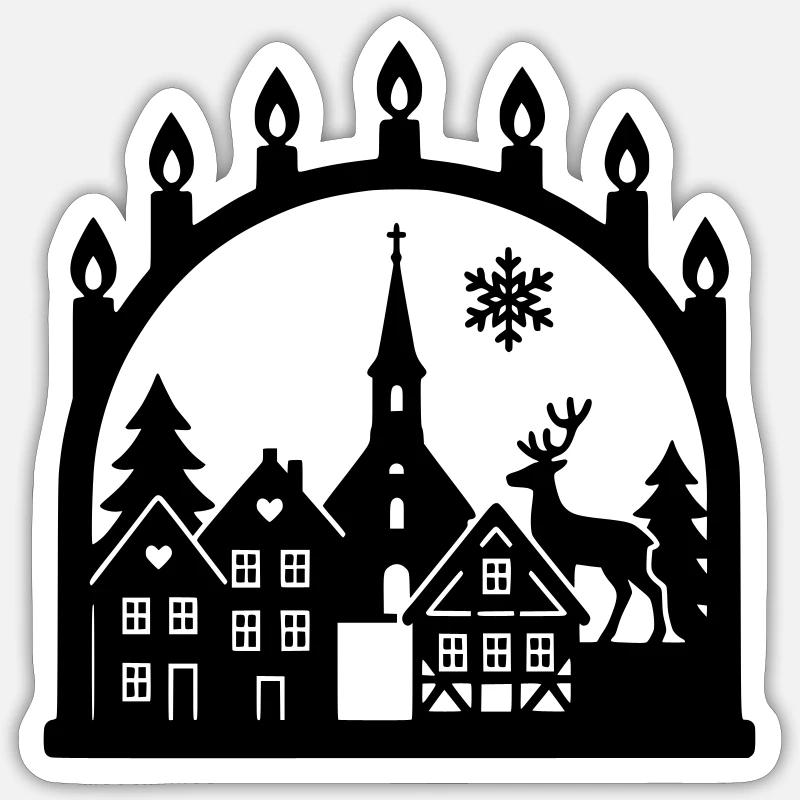 Schwibbogen Scandinavie - Sticker taille S (10 x 10 cm) - blanc mat