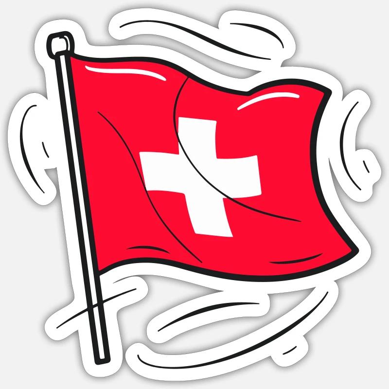 Drapeau suisse Patriot Design - Sticker taille S (10 x 10 cm) - blanc mat