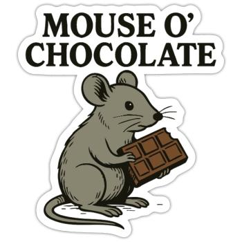 Mouse o’Chocolate Wortspiel Maus Schokolade - Sticker Größe S (10 x 10 cm) - Mattweiß - Vorne