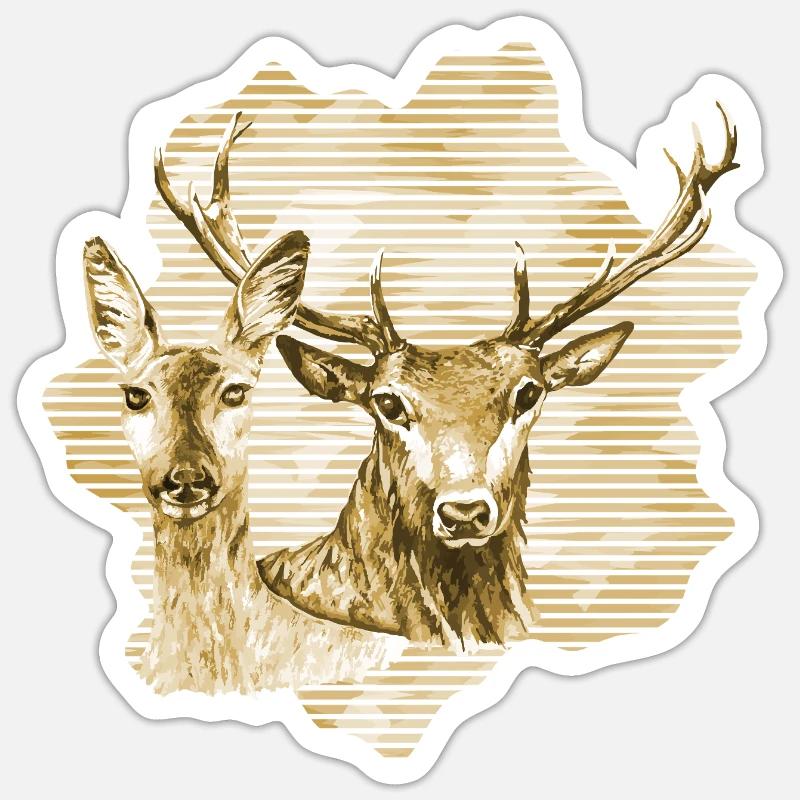Rehe und Hirsche - Sticker Größe S (10 x 10 cm) - Mattweiß
