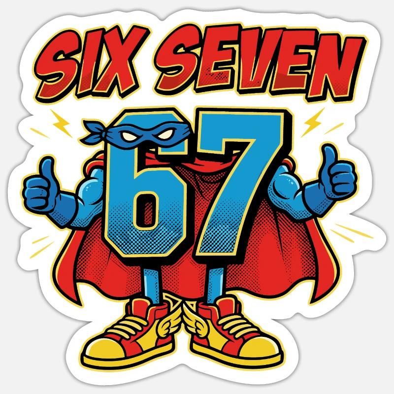 6-7 Meme 67 – Sechs Sieben Schulwitz - Sticker Größe S (10 x 10 cm) - Mattweiß