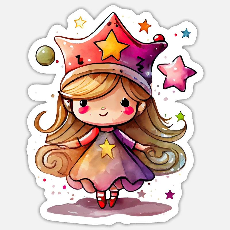 Sternenmädchen Traumkappe - Sticker Größe S (10 x 10 cm) - Mattweiß