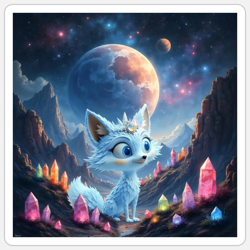Renard Bleu du Creuset Céleste - Sticker taille S (10 x 10 cm) - blanc mat