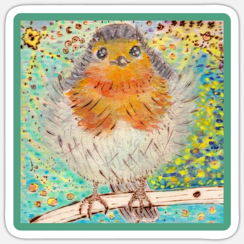 Robin - Sticker taille S (10 x 10 cm) - blanc mat
