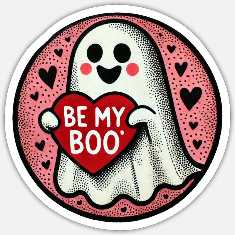 Sei mein Boo Ghost Heart - Sticker Größe S (10 x 10 cm) - Mattweiß