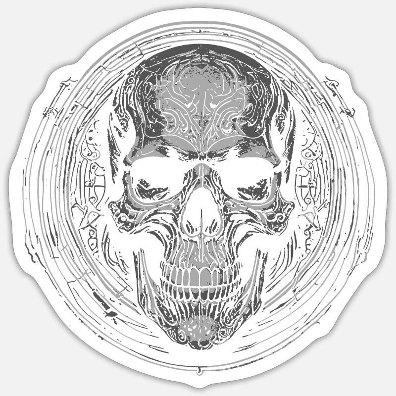 Skull Circle Engraving - Sticker size S (10 x 10 cm) - white matte