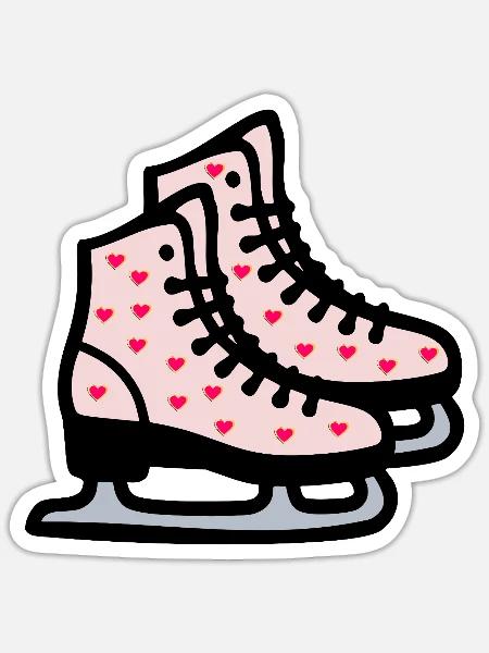 Valentinstag Schlittschuhlaufen - Sticker Größe S (10 x 10 cm) - Mattweiß