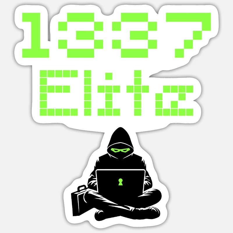 1337 Elite Hacker Squad, Leet Hacker - Sticker Größe S (10 x 10 cm) - Mattweiß