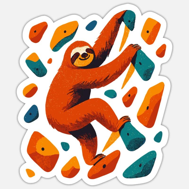 Bouldering Sloth Climbing Hall Gift - Sticker size S (10 x 10 cm) - white matte