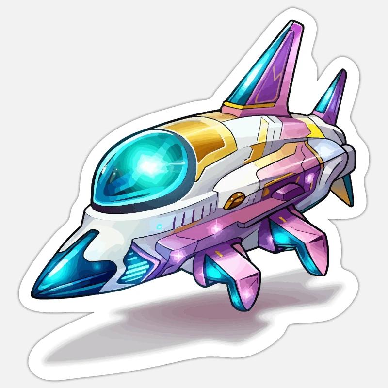 Comet Flight Spacefighter Neon - Sticker taille S (10 x 10 cm) - blanc mat