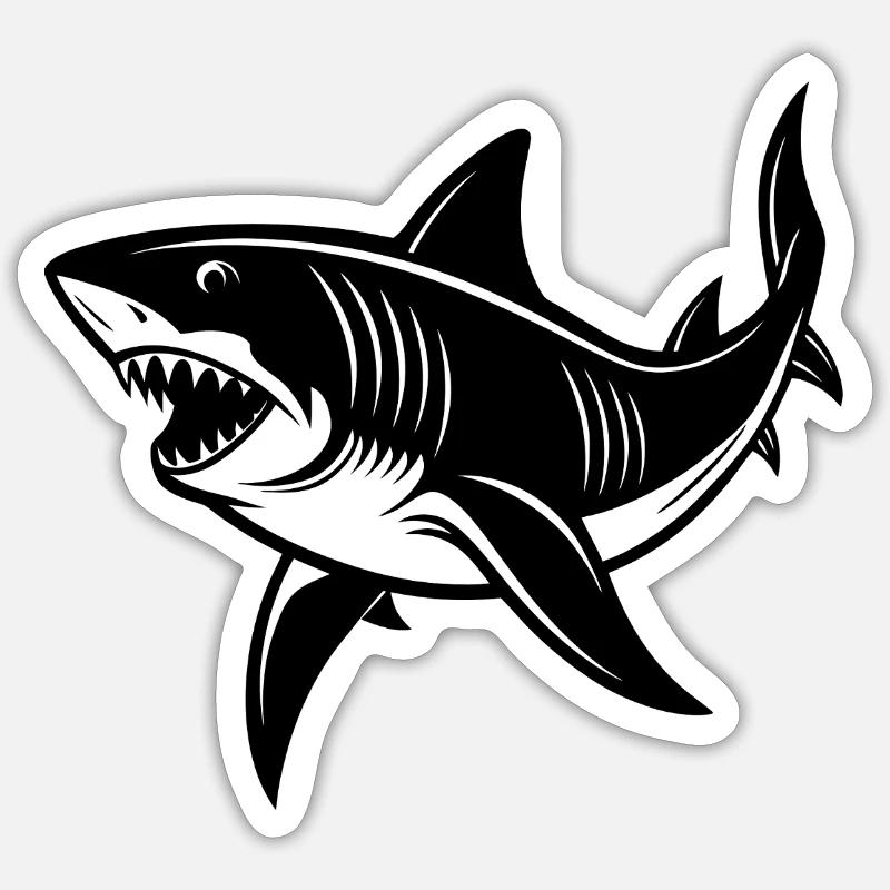 Requin - Sticker taille S (10 x 10 cm) - blanc mat