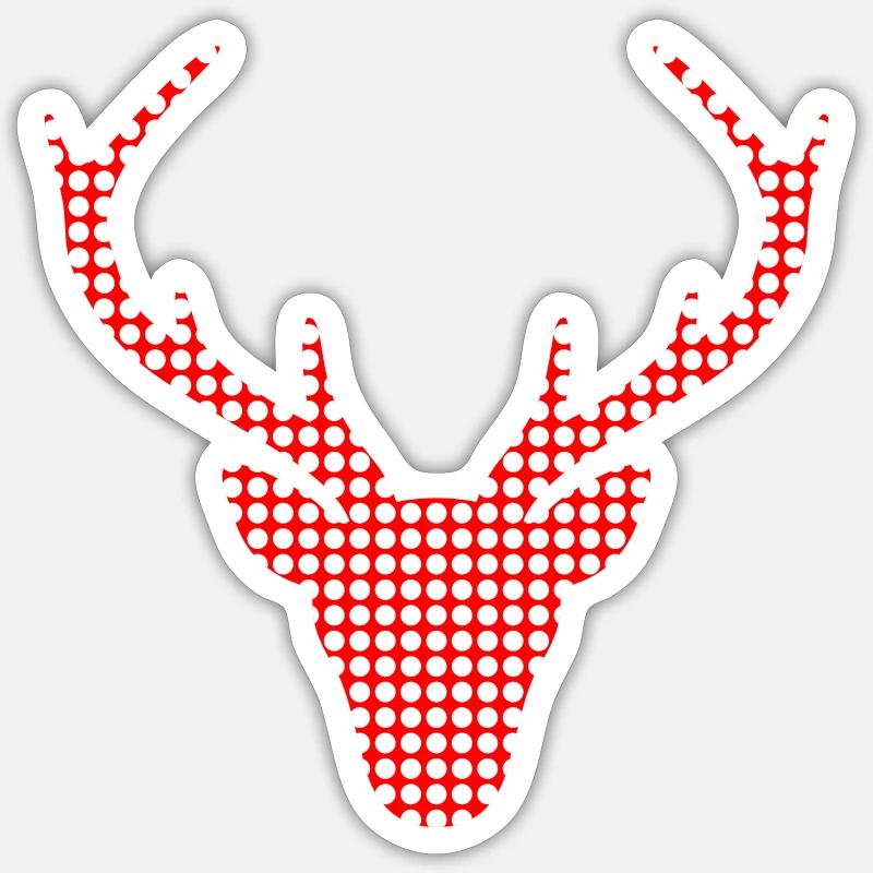 Red deer in dot pattern Sticker size S (10 x 10 cm)