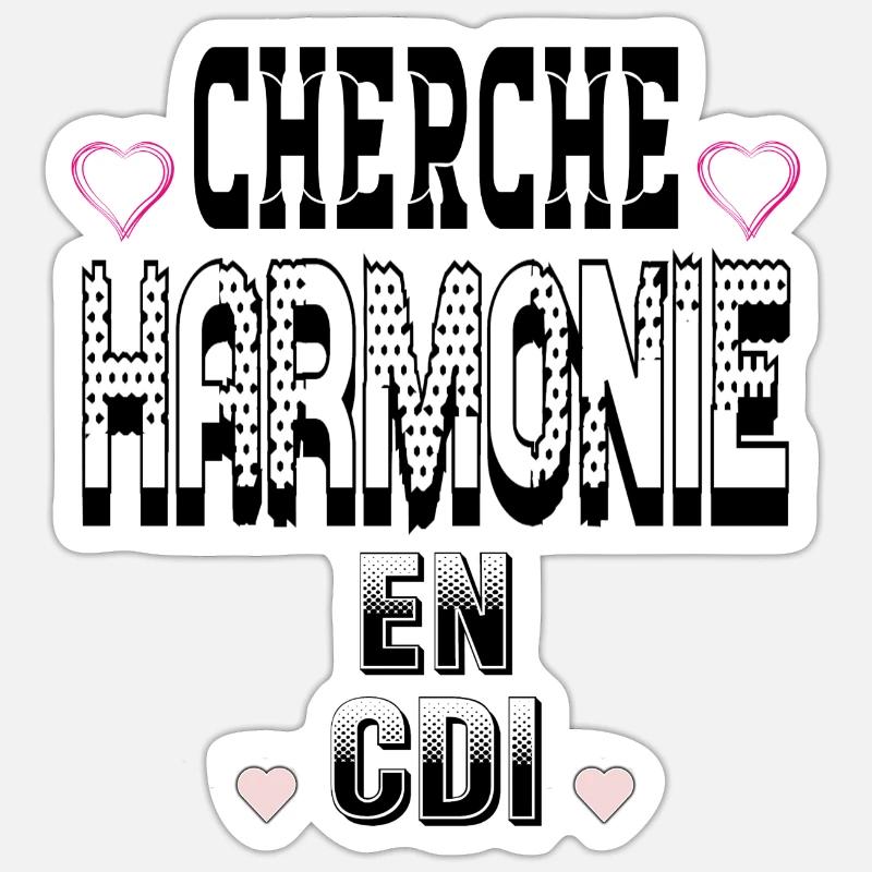 Cherche Harmonie en CDI - Sticker taille S (10 x 10 cm) - blanc mat