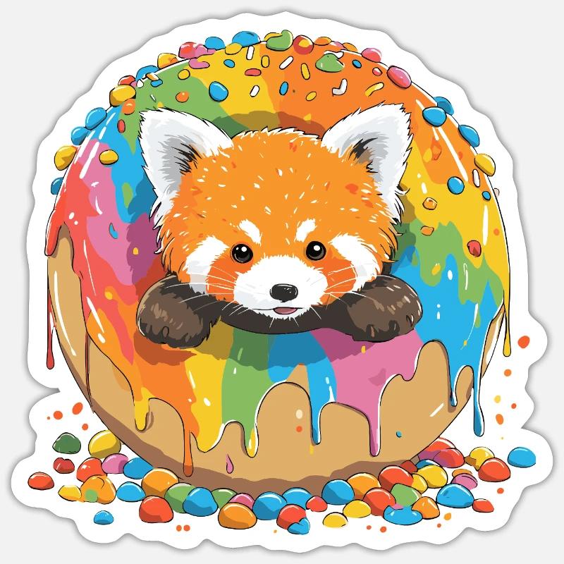 Regenbogen Donutfuchs - Sticker Größe S (10 x 10 cm) - Mattweiß