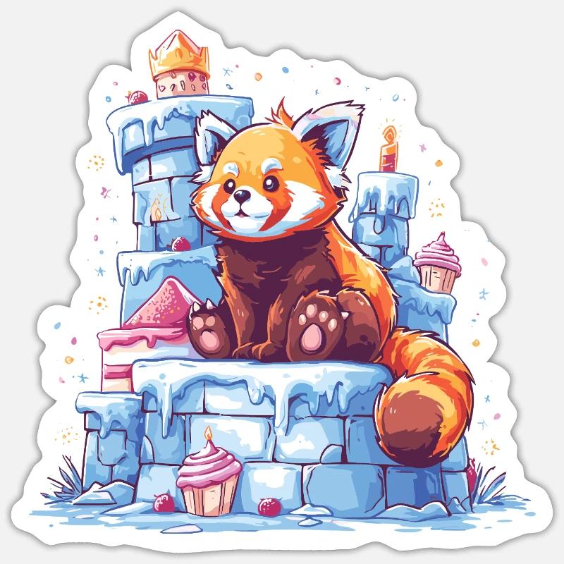 Roter Panda auf Eisburg - Sticker size S (10 x 10 cm) - white matte