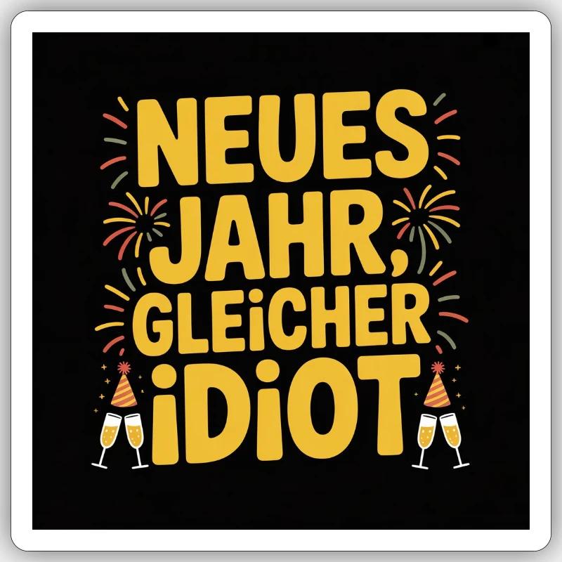 New year, same idiot - Sticker size S (10 x 10 cm) - white matte